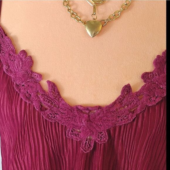 VTG 80s Fuscia Pink Textured Floral Tank Midi Slip Dress Large - Picture 6 of 16